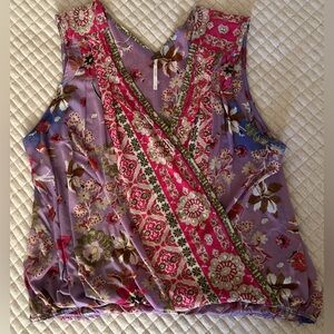 Free People Floral Sleeveless Top in Purple and Pink